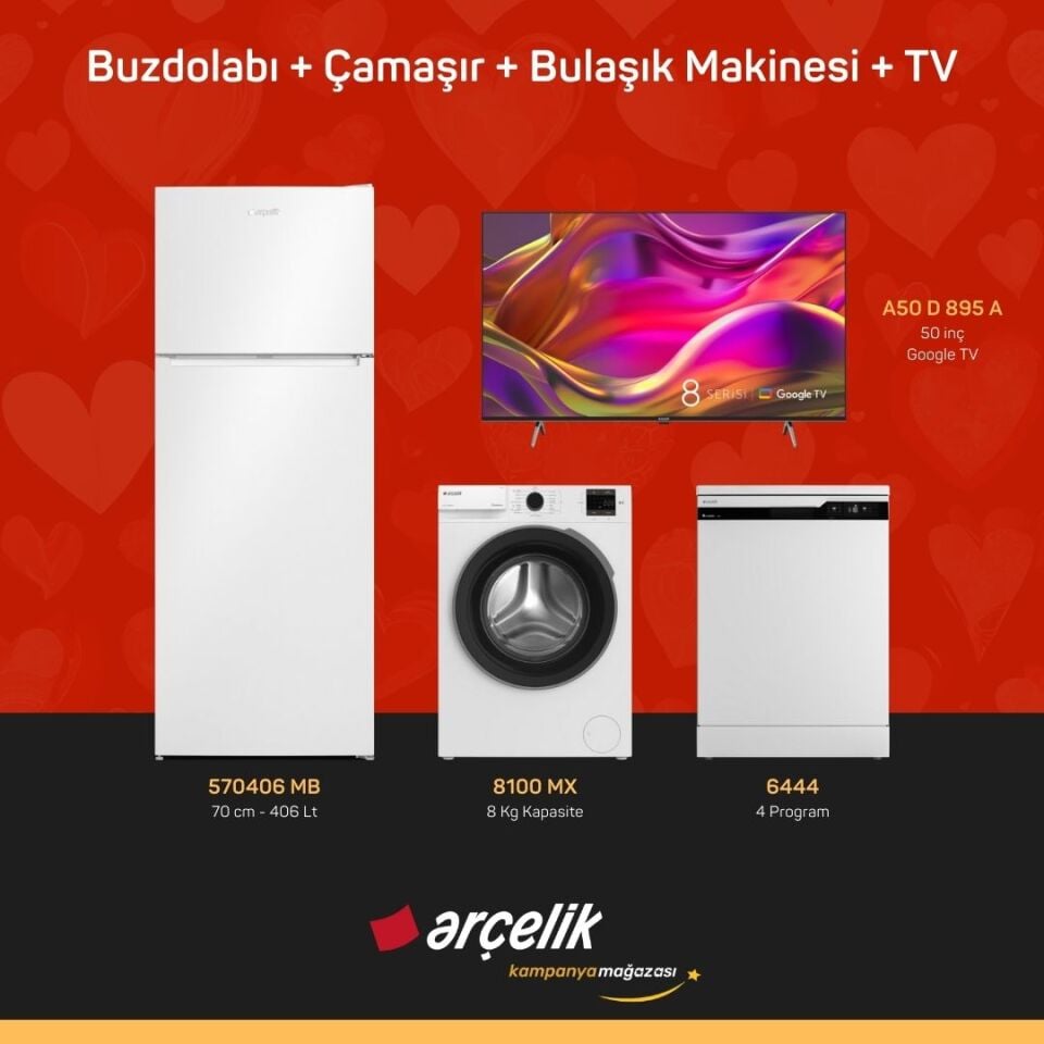 ARÇELİK 4'lü Çeyiz Paketi ( 570406 MB - 8100 MX - 6444 - A50 D 895 A )