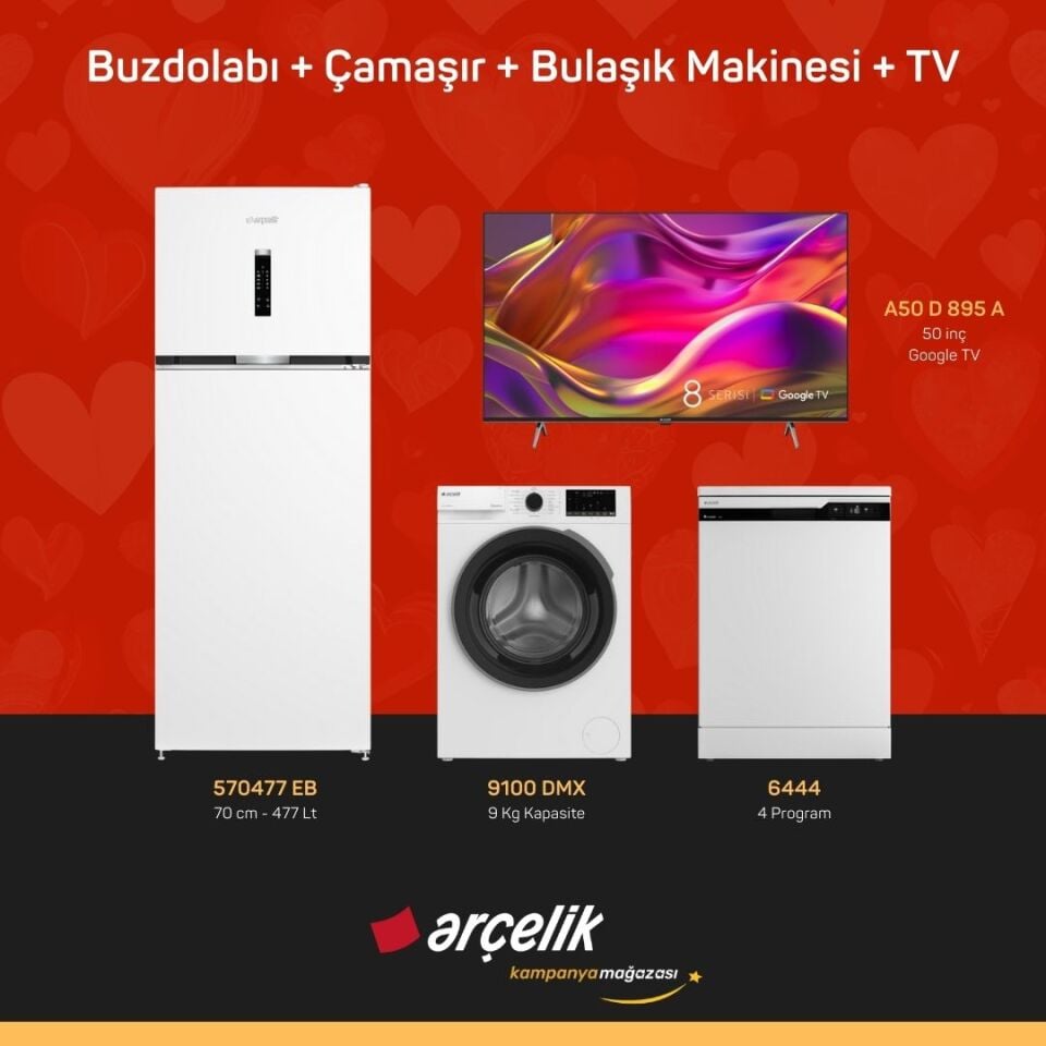 ARÇELİK 4'lü Çeyiz Paketi ( 570477 EB - 9100 DMX - 6444 - A50 D 895 A )