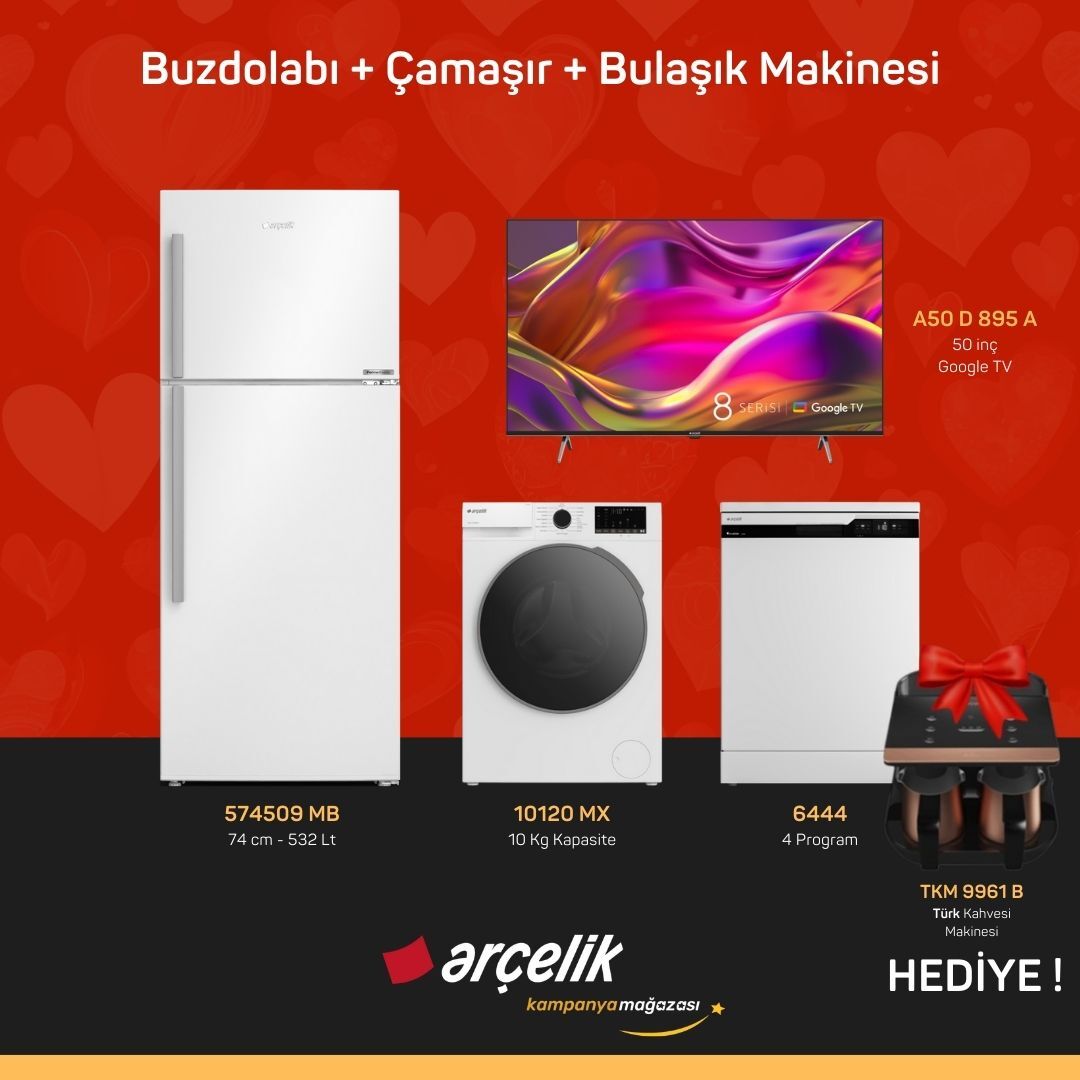 ARÇELİK 4'lü Çeyiz Paketi ( 574509 MB - 10120 MX - 6444 - A50 D 895 A - TKM 9961 B )