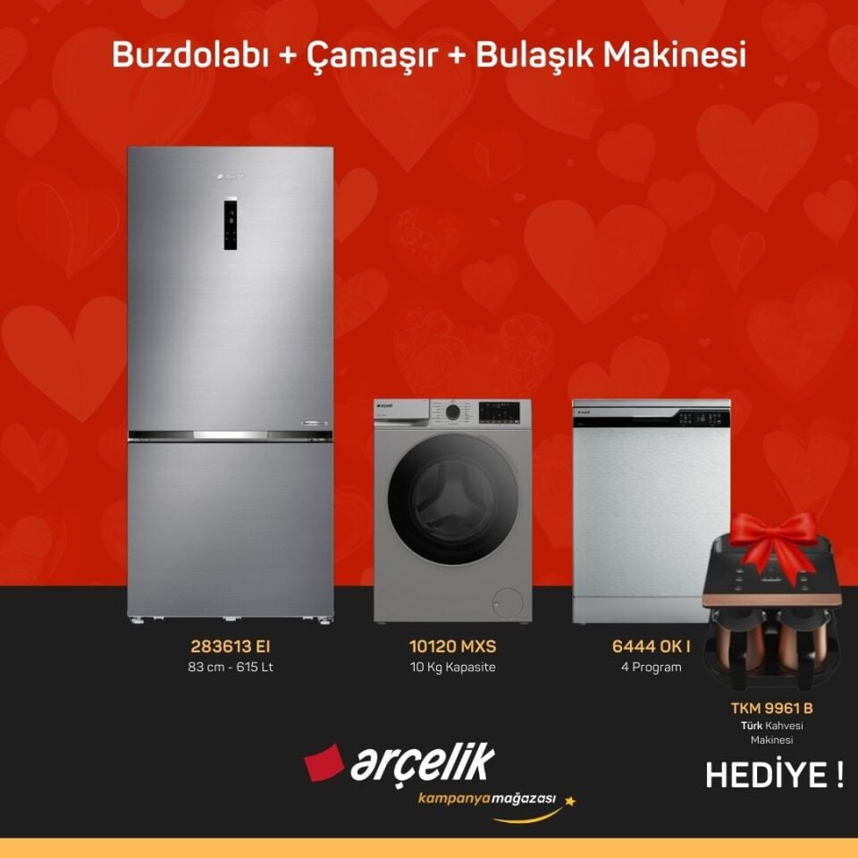 ARÇELİK 3'lü Çeyiz Paketi ( 283613 EI - 10120 MXS - 6444 OK I - TKM 9961 B )