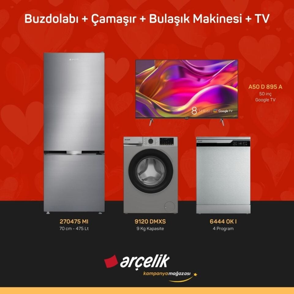 ARÇELİK 4'lü Çeyiz Paketi ( 270475 MI - 9120 DMXS - 6444 OK I - A50 D 895 A )